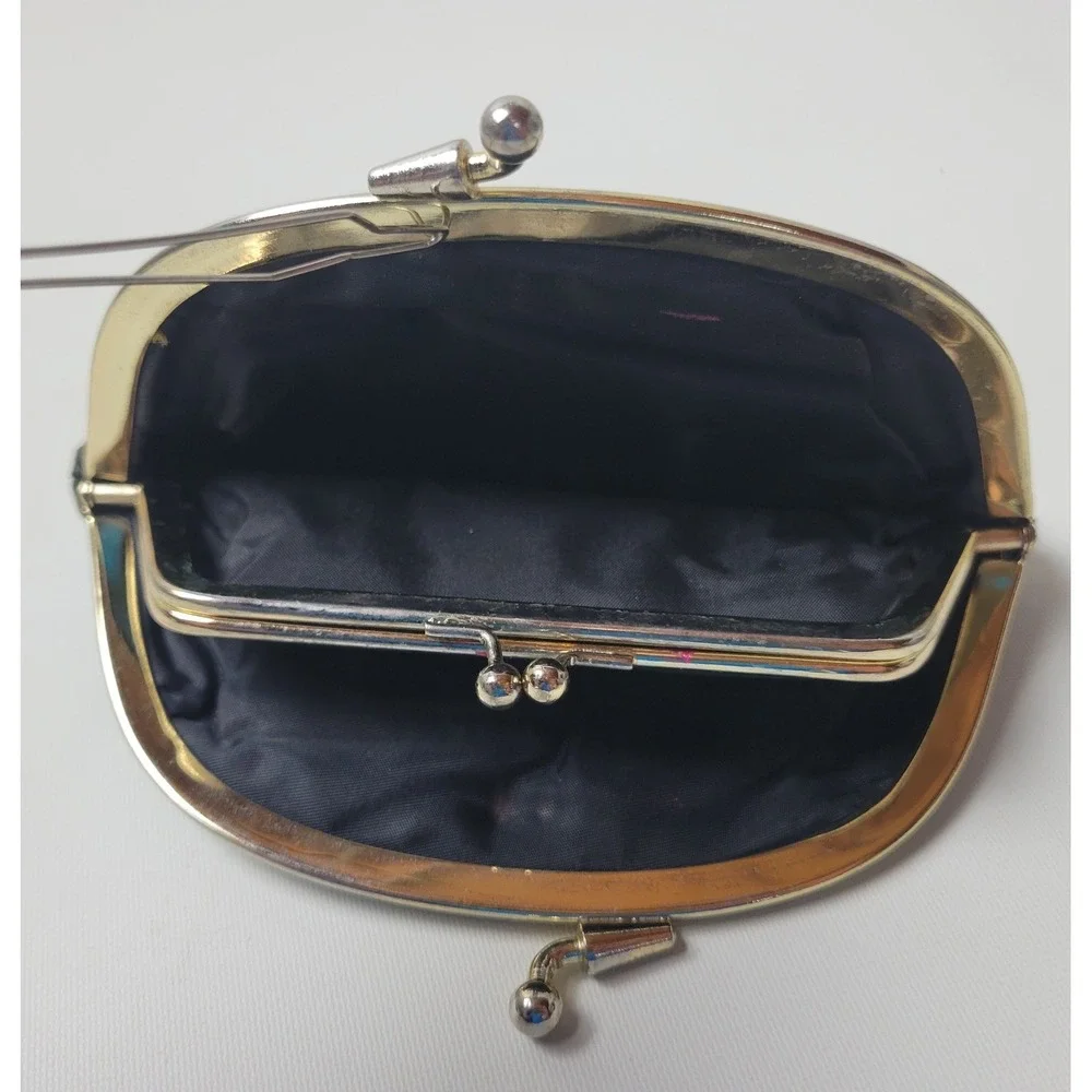 Set of 2 Lee Sands Vintage Eel Skin Coin Purse Black Brown Kiss Lock Korea
